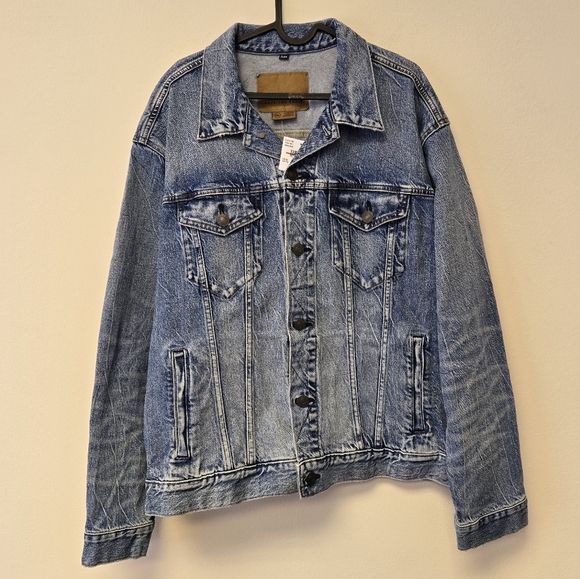 American Eagle Boyfriend Denim Jacket Medium Wash Blue XL - Picture 1 of 8